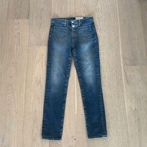 AG Anthropologie Itage Stevie Ankle Button Up Jeans, Sz 27